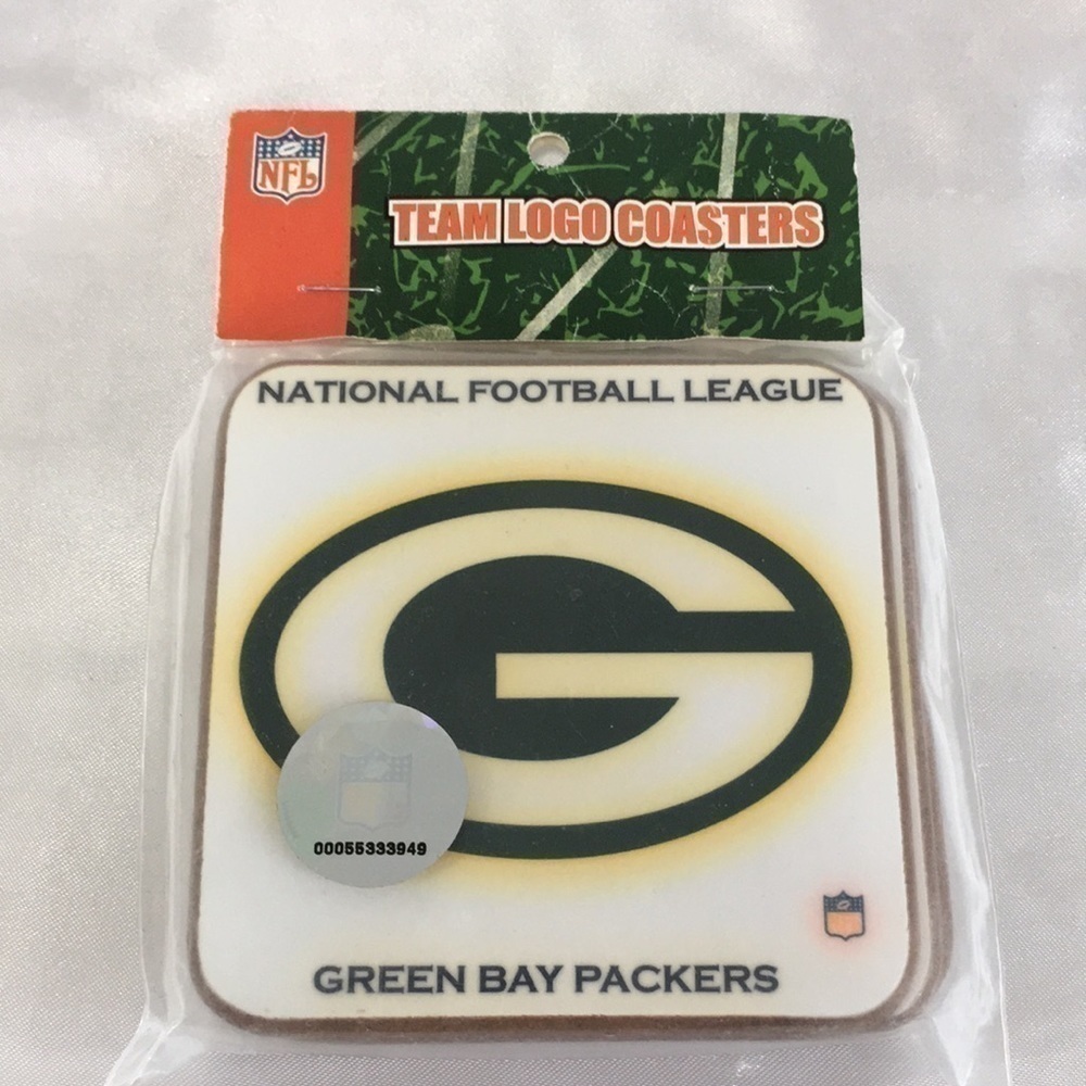 Vintage Green Bay Packers Cork Coaster Set 4 NOS Sealed NFL Drink Coasters USA